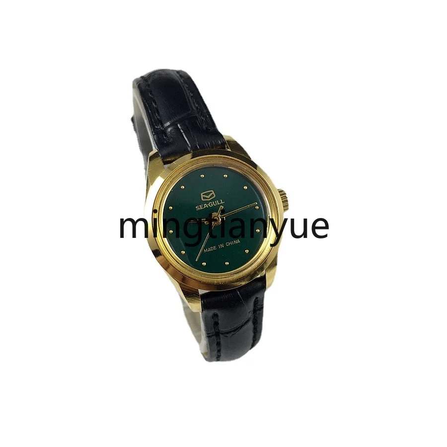 

Yellow Shell Dark Green Surface Women's Manual Mechanical Watch Diameter 26mm