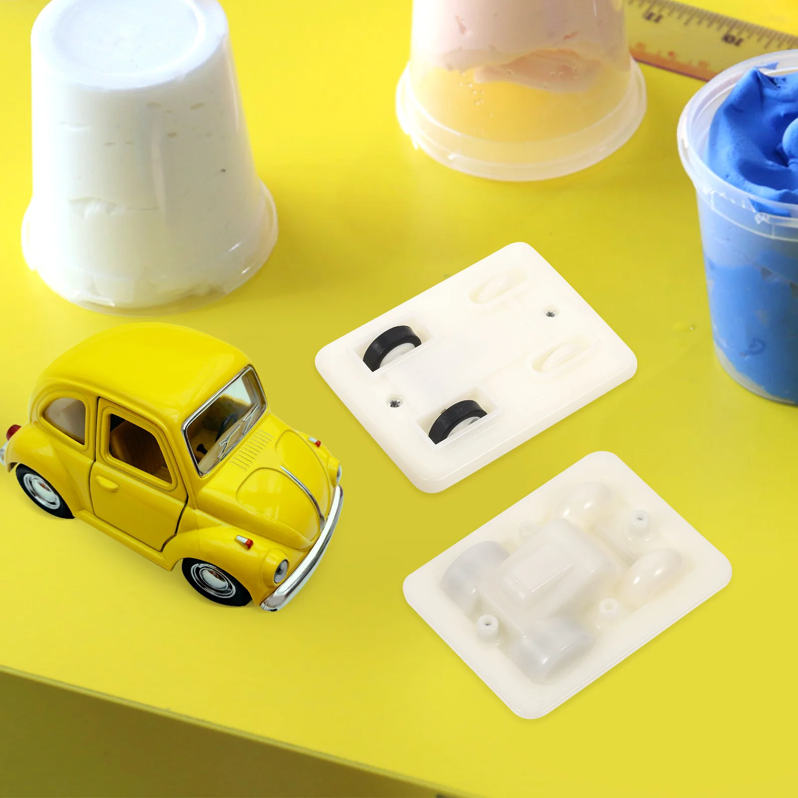 4 Pcs Pull Back Car Base Pullback Friction Powered Cars Pottery Clay Childrens Toys Plastic Tray