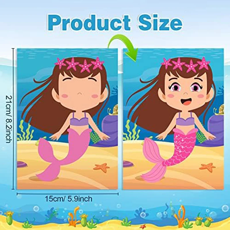 จิ๊กซอว์แบบต่อประกอบแสนสนุกสำหรับเด็กเจ้าหญิง10แผ่นสติกเกอร์จิ๊กซอว์การ์ตูน DIY ของเล่นฝึกการรู้จำเด็ก