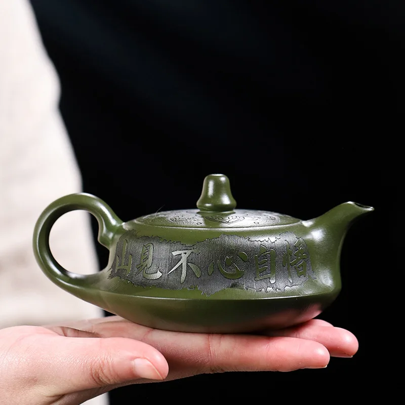 High Quality Yixing Handmade Green Clay Teapot Croyed Pot No. Douyin Video Goods