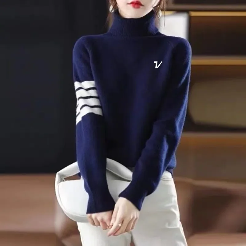 Autumn Winter Golf Wear Women 2024 New Authentic Golf Sweater Fashion High Collar Golf Jumper Women Golf Clothes New Golf Knit