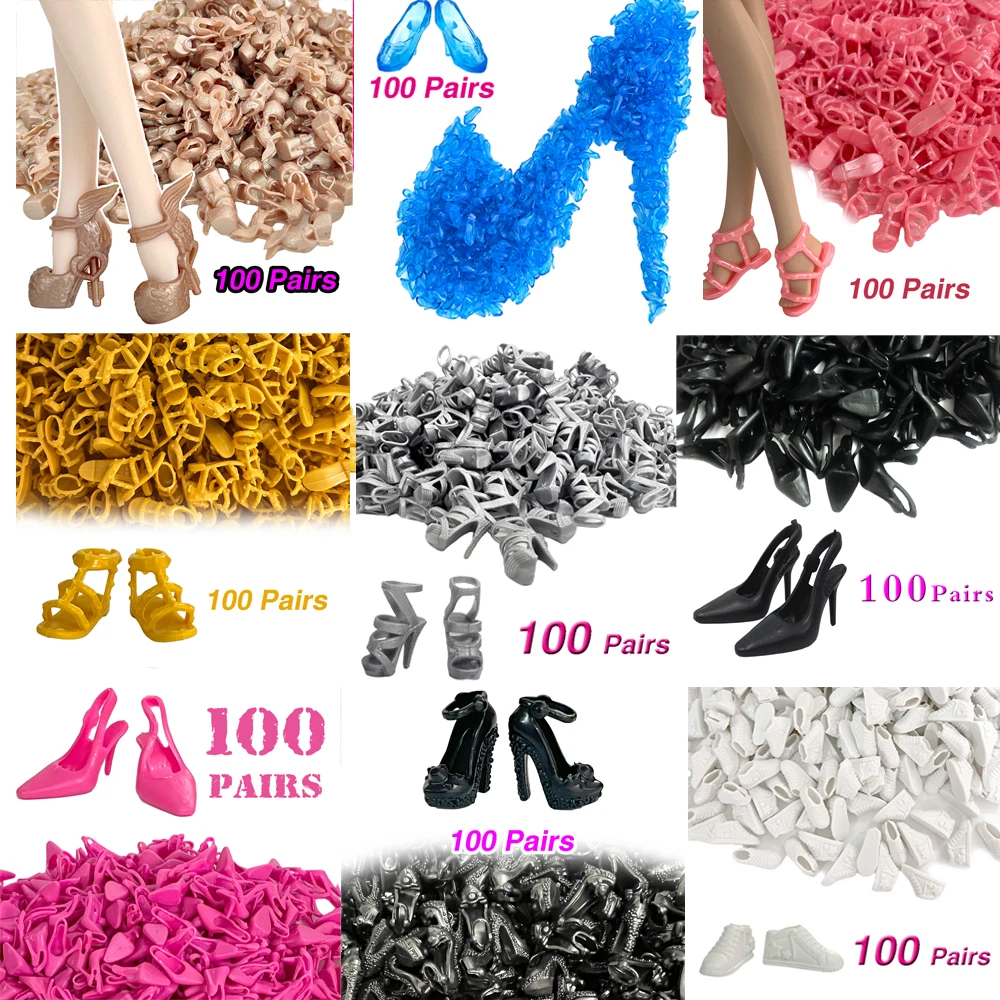 

NK 100 Pairs Shoes For 1/6 Doll Clothes Doll Accessories Doll High Quality Boots Fashion Heels Modern Sandals Baby Toy JJ