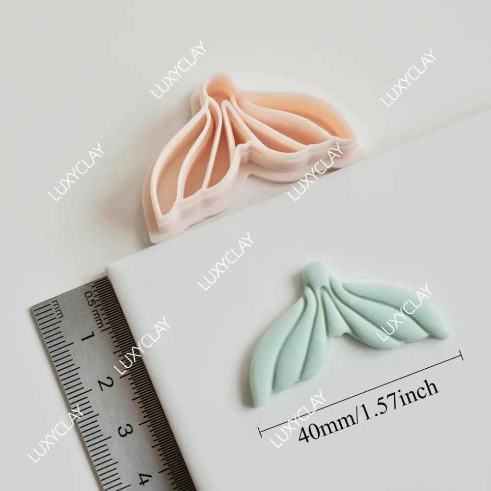Hollow Mermaid Tail Shape Polymer Clay Cutter, Mermaid Embossed Clay Cutting Molds for DIY Earrings Jewelry Ornaments Handmade
