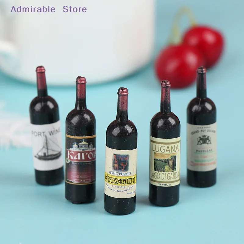 w10Pcs 1/12 Dollhouse Miniature Mini Wine Bottle Set With Box Simulation Drinks Model Toys For Doll House Decoration Accessories