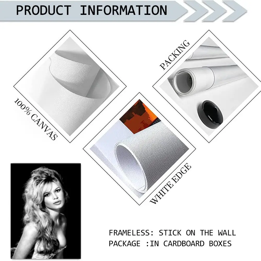 نموذج B_Brigitte B_Bardot HD طباعة ديكور قماش الكتان المشارك جدار الفن يطبع لغرفة المعيشة غرفة نوم مكتب ديكور المنزل #6