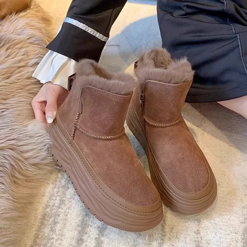 أحذية الثلج المقاومة للماء للنساء ، مانعة للانزلاق ، فرو قطيفة ، أحذية الكاحل الشتوية ، أحذية مبطنة ، جديدة ، * * *