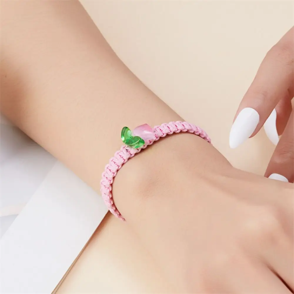 Jewelry Korean Tulip Bracelet Sweet Flower Colorful Flower Bracelet Adjustable Elegant Trendy Jewelry Bracelet Party