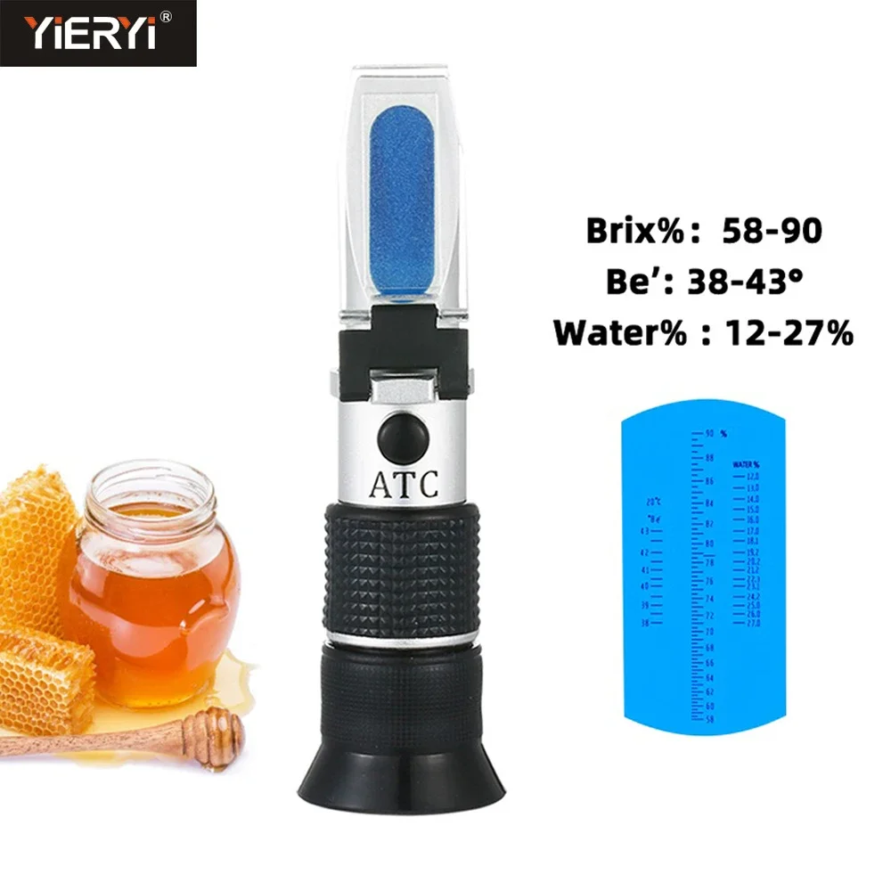 Yieryi Bee Baume Honey Refractometer ATC Portable Tester - 58~90% Brix, 38~43 Bee Baume Honey, Moisture 12-27% - Perfect for Bee