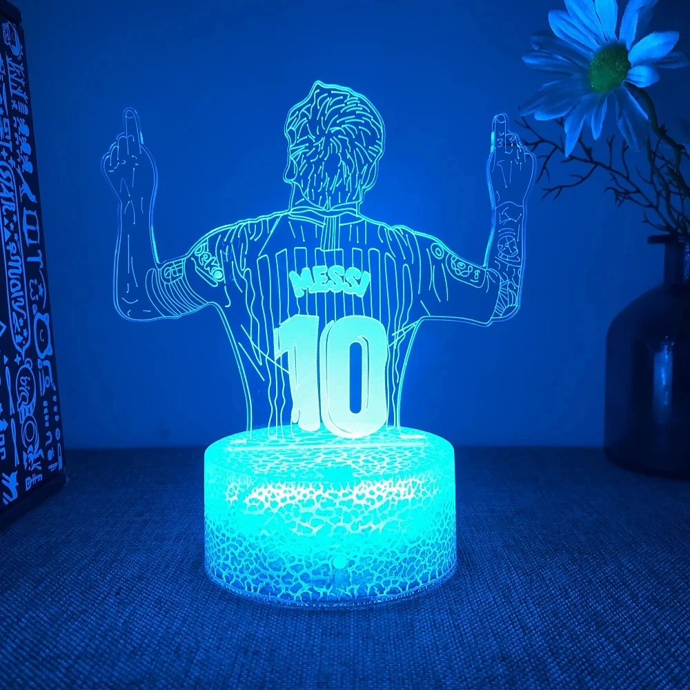 3D Night Light Football Character USB Black Touch Colorful Remote Control 16 Colors Fan's Gift Birthday Christmas Gift