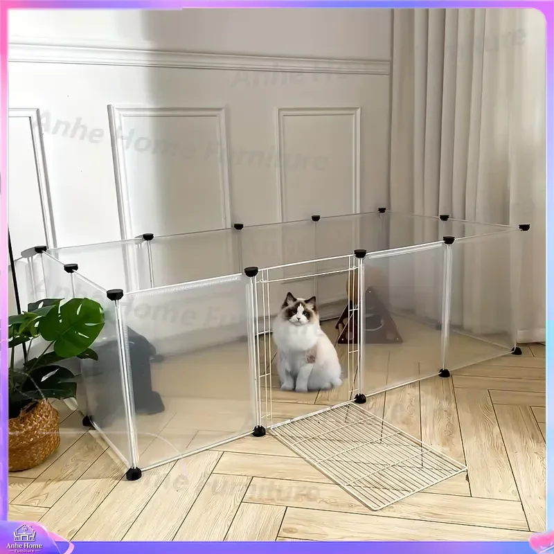 12 Panel Metal Dog Fence Puppy Playpen Pet Cage Crate with Door Rabbit Enclosure Indoor Outdoor Exercise Pen for Small