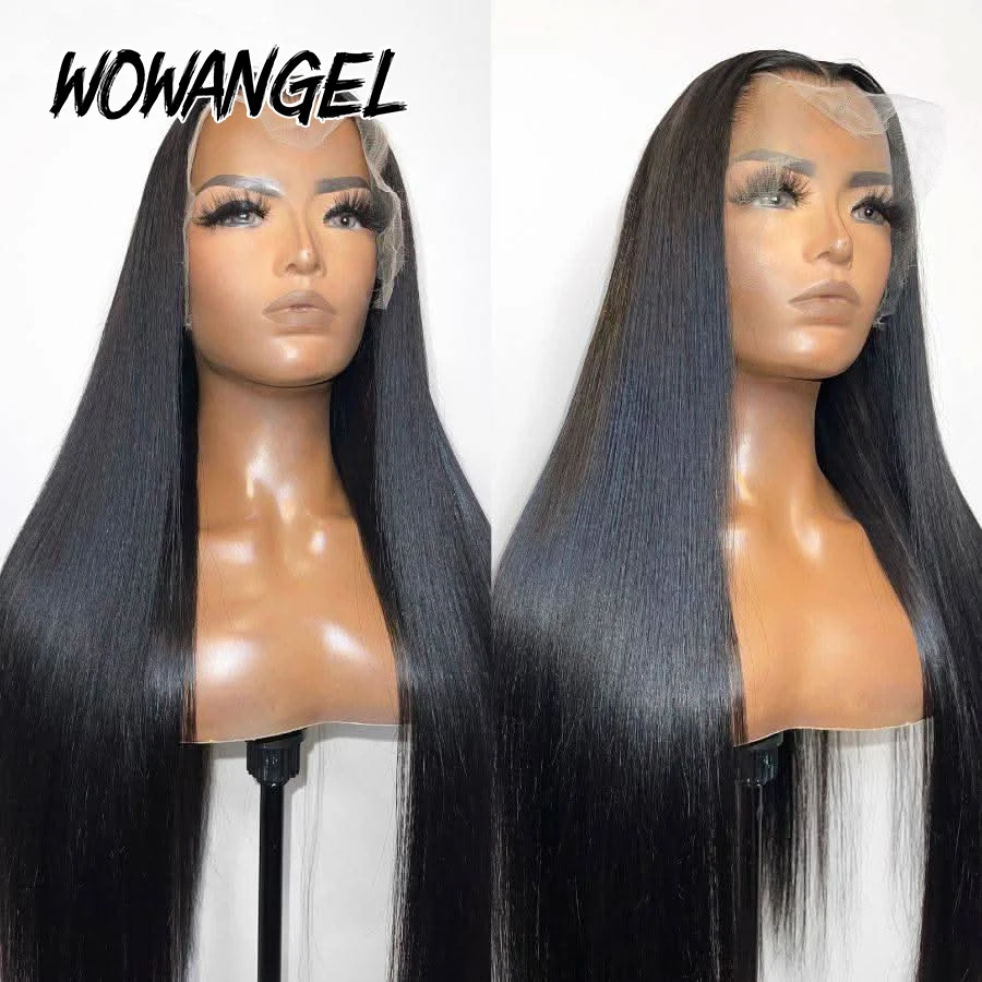 WOWANGEL Straight Lace Front Wigs 100% Human Hair 13X6 HD Lace Full Frontal Wig Pre Plucked Brazilian Human Hair Wigs For Women view 5