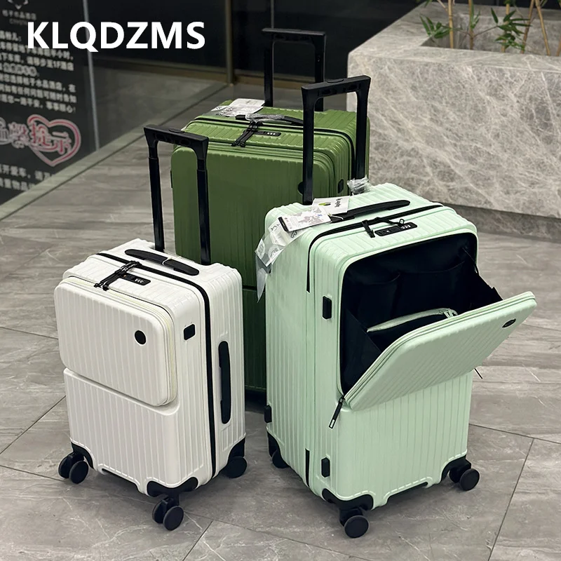 

KLQDZMS Handheld Travel Luggage Front Opening Laptop Boarding Case Large Capacity Trolley Case 20"24"26"28"30 Inch Suitcase