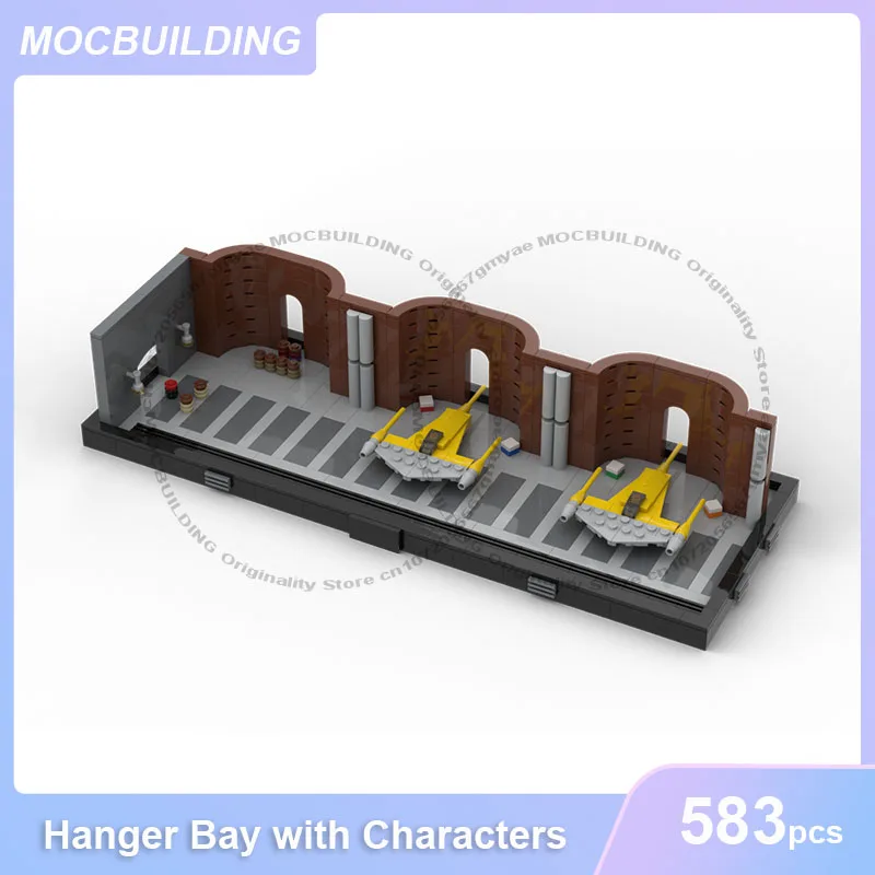 MOC Building Blocks Hanger Bay with Characters Architecture Model DIY Assemble Bricks Collection Display Toys Gifts 583PCS