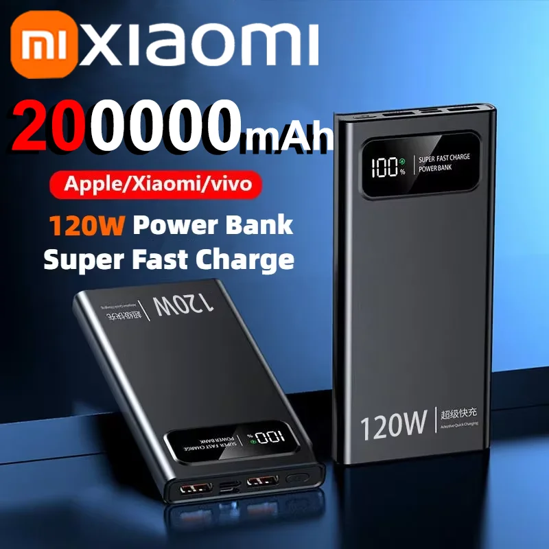 Xiaomi 120W Power Bank Super Fast Charging 200000mAh Large Capacity Portable Emergency Battery Supply Mobile Power For IPhone