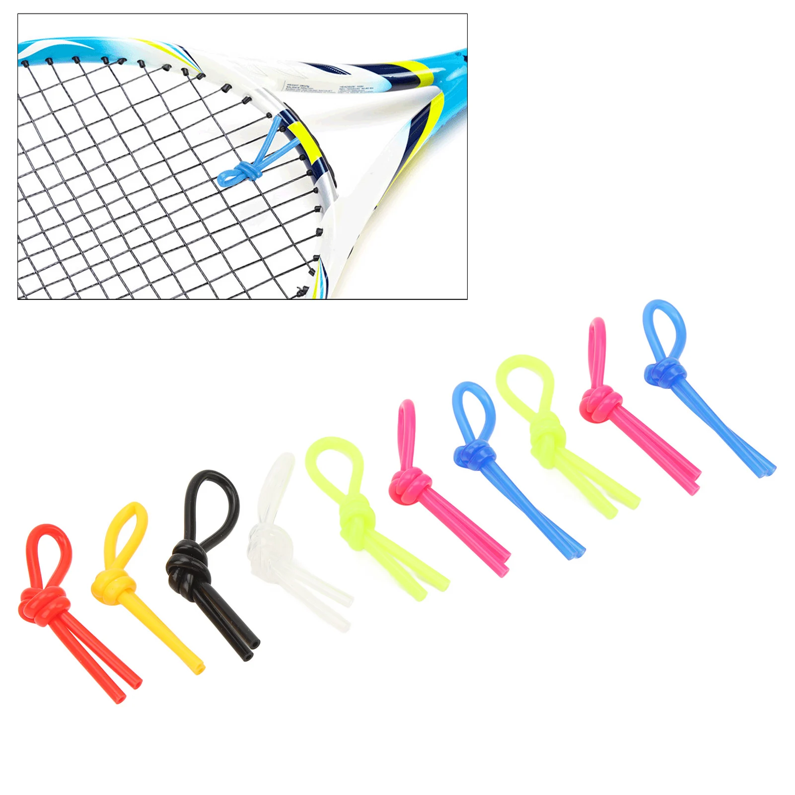 مُثبط اهتزاز من السيليكون للتنس ، عقدة مثبط ، ممتص صدمات لمضرب الاسكواش ، 10 وحده