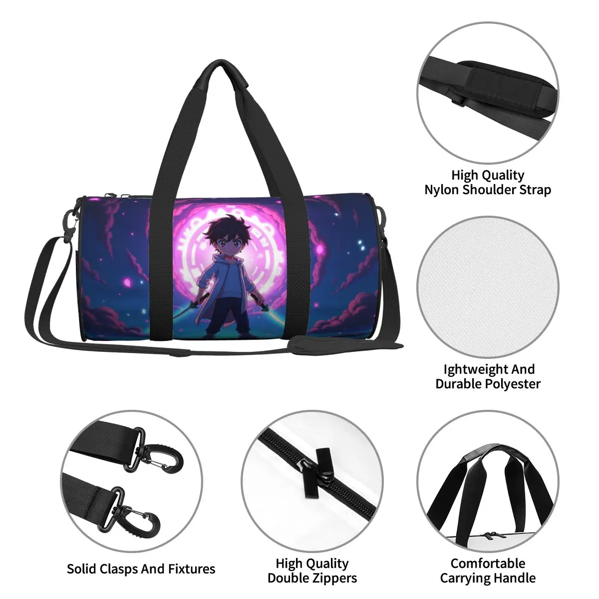 Solo Anime Leveling Tote Bag Streetwear Meme Travel Duffle Fitness Hand Luggage Kawaii Y2K Gothic Funny Harajuku Style