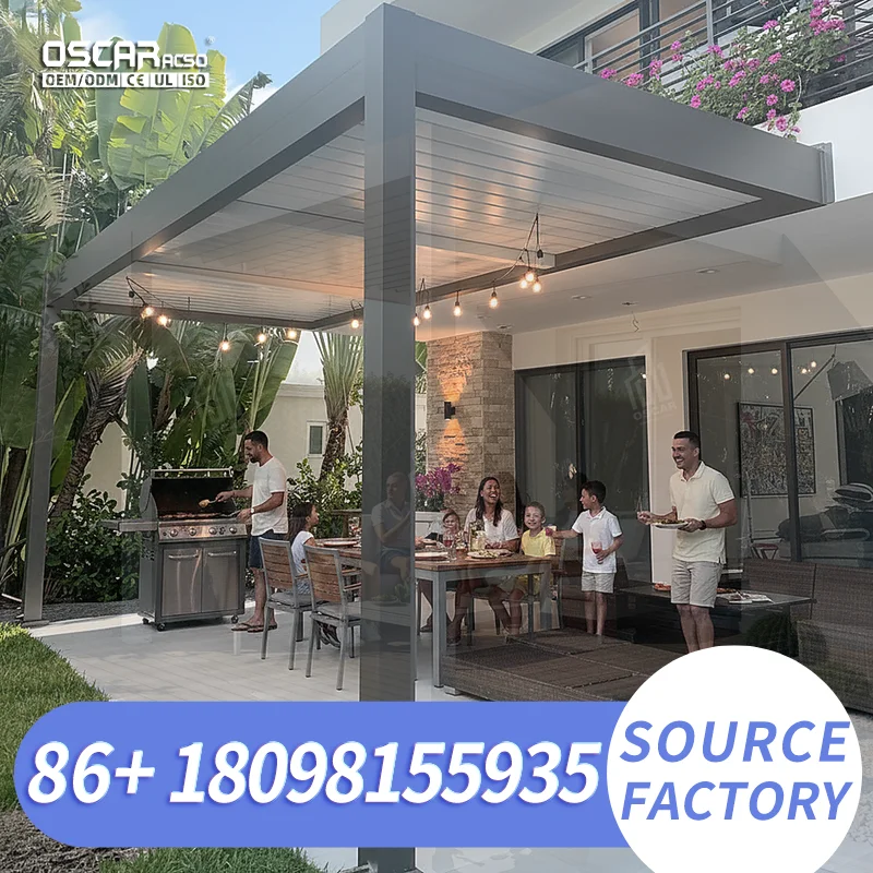 Aluminum Louvered Pergola 3x4m with Remote Control Sun Shade Outdoor Gazebo for Swimming Pool Area pergola