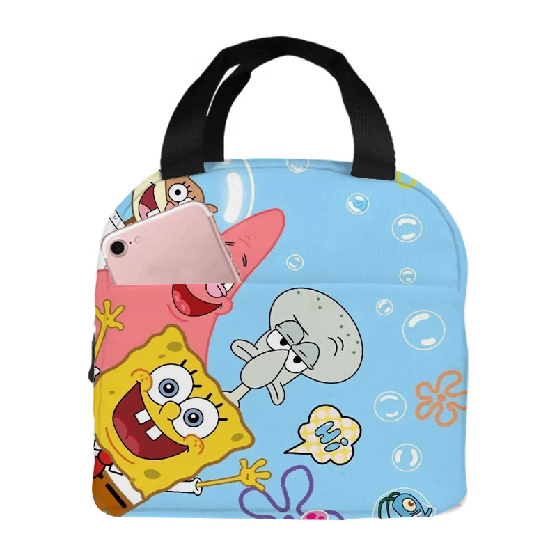 SpongeBob SquarePants Men Women Work Lunch Hand Bags Anime Cartoon Portable Kids Student Thermal Insulated Lunch Food Drink Case