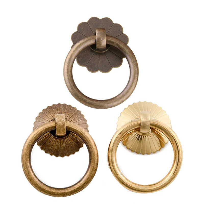 ヴィンテージ真鍮キャビネットリングノブ取手ゴールドキッチン引き出し食器棚ドアハンドル-1パック