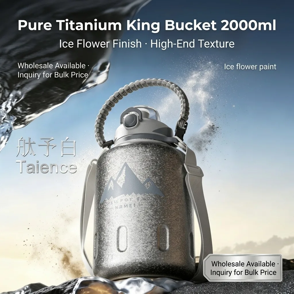 Titanium Water Bottle 2000ml Insulated Thermos with 2 in 1 Lid Leak Proof Large Capacity Sports Tumbler for Men Outdoor