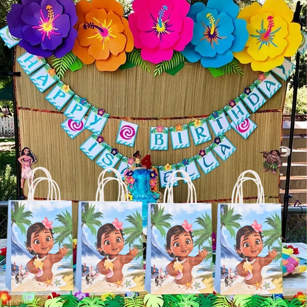 Disney Moana Party Paper Bag Candy Gift Packaging Bag Kids Ocean Theme Birthday Party Decoration Baby Shower Girl Party Supplies