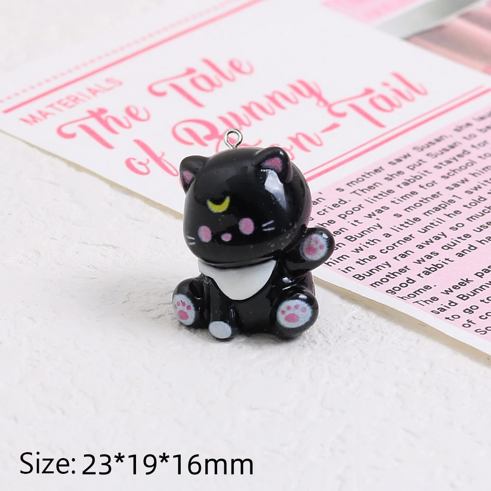 10Pcs Kawaii Cartoon 3D Cat Resin Charms Cute Kitty Animals Pendants for Earrings Keychains DIY Jewelry Make Accessory