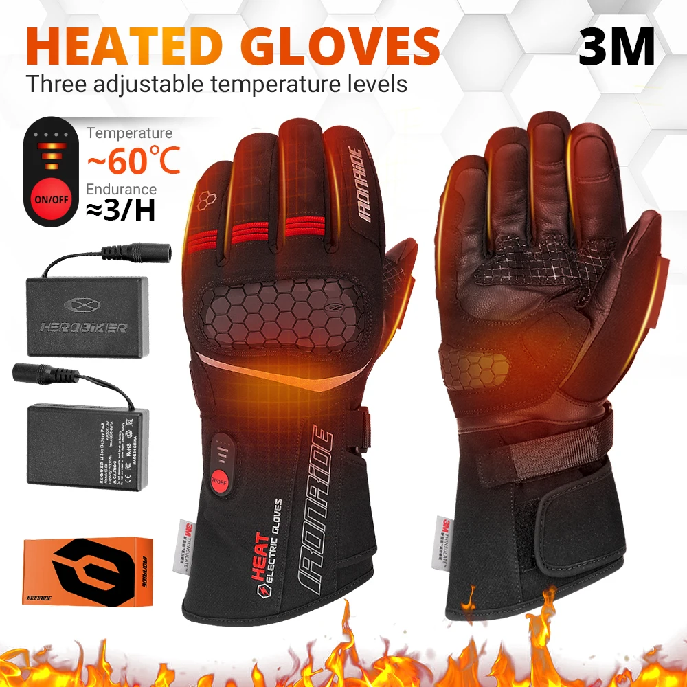 

Motorcycle Heated Gloves Electric Heating Gloves Touch Screen Motorcycle Self-heating Gloves Waterproof Skiing Heating Gloves