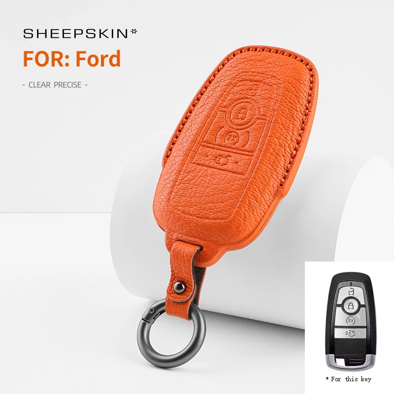 

Alcantara For Ford Fusion Edge Mustang Explorer F150 F250 F350 F450 Car Key Case Remote Cover Shell Keychain Accessories