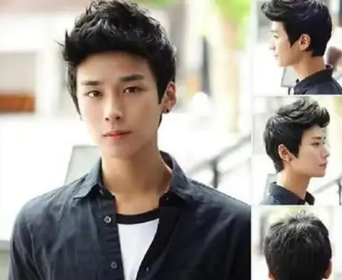 Korean Men Boys With Short Black Hair Wig