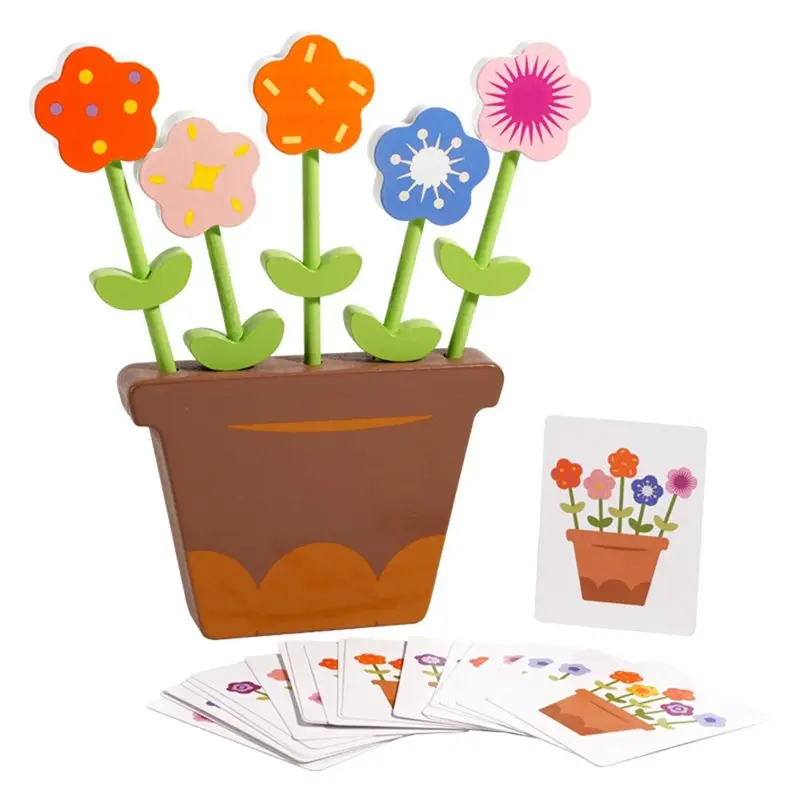 CYGJ-Wooden Potted Plant Kids Flower Color Matching Puzzle Game Educational Cognition Colorful Gifts For Children
