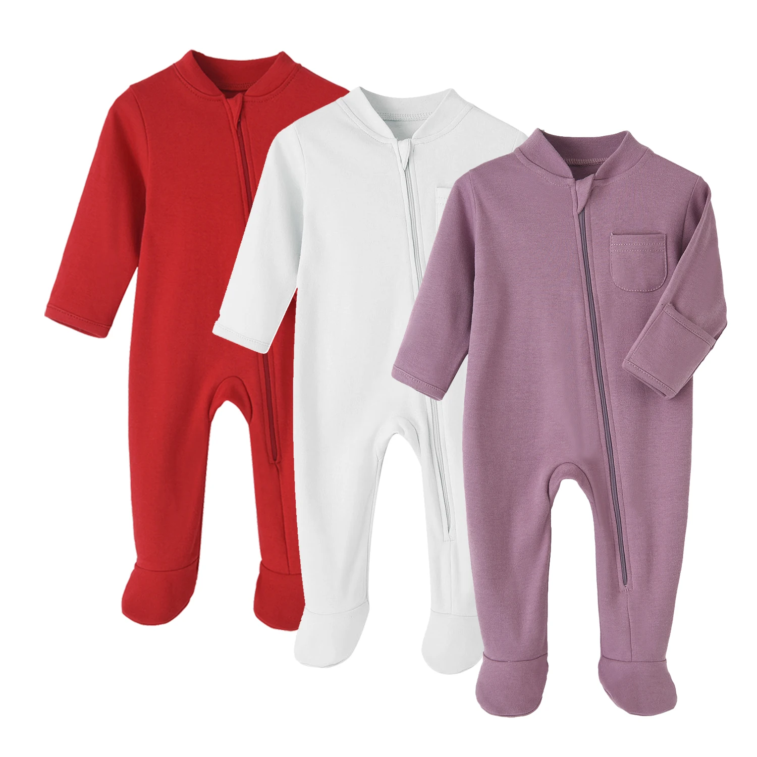 3pcs Baby Sleepsuits Pajamas Newborn Sleepwear Sleepers Soft 100% Cotton Zipper Snaps Jumpers Pelele Ropa De Bebe Gown Grows