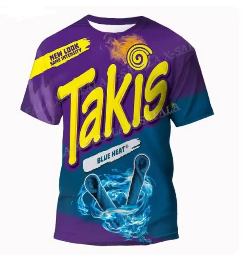 Summer Vintage Snacks Takis 3D Print  T Shirt Men Casual  Tops O-Neck Oversized Men's Clothing Punk Streetwear DX0219