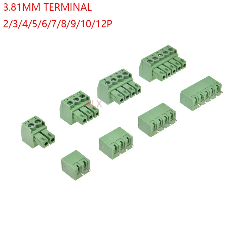 

10SETS 15EDG 2/3/4/5/6/7/8/9 pin screw terminal block connector 3.81MM pitch PLUG + Straight PIN HEADER SOCKET 2p 3p 4p 5p 6p