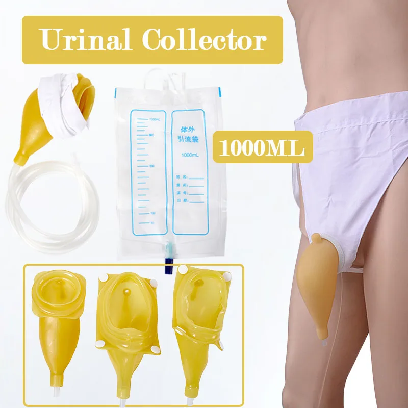 Portable Urinal Collector Soft and Removable With 1000ml Drainage Bag for Male and Female Bedridden Incontinent Patients