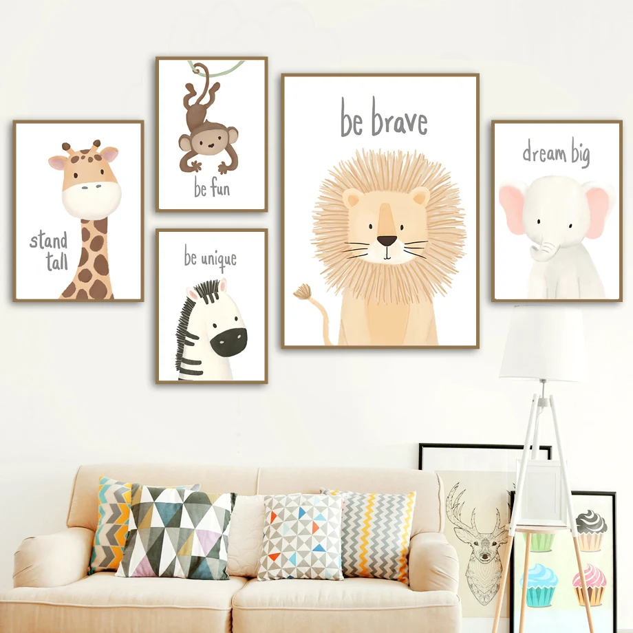 

Lion Elephant Zebra Tiger Hippo Crocodile Posters Print Canvas Painting Playroom Nursery Wall Pictures Baby Kids Room Home Decor