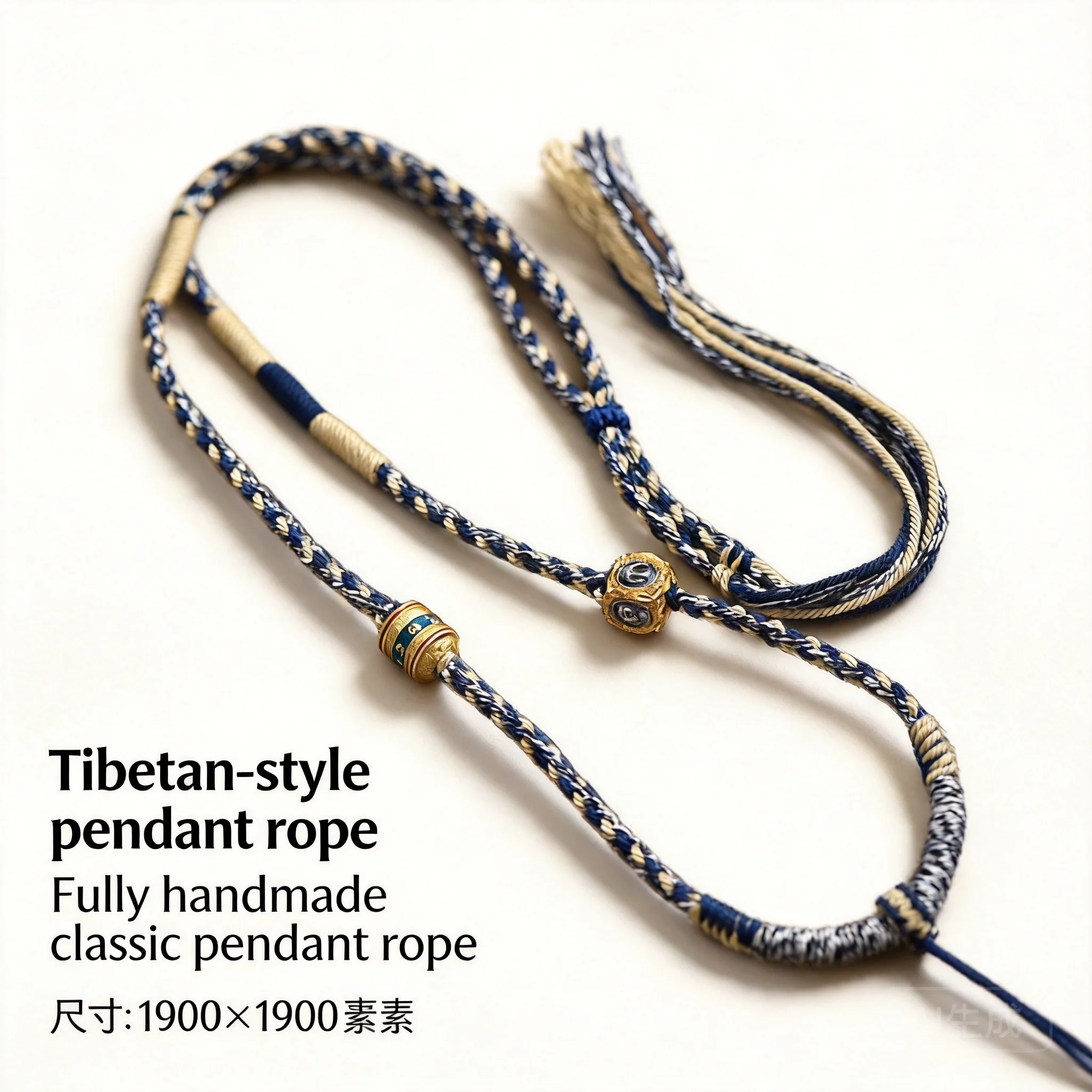 Handwoven Tibetan Style Cotton Pendant Rope For Thangka Five Wealth Gods Dzi Bead Auspicious Blessing Wealth Attracting Good Luc