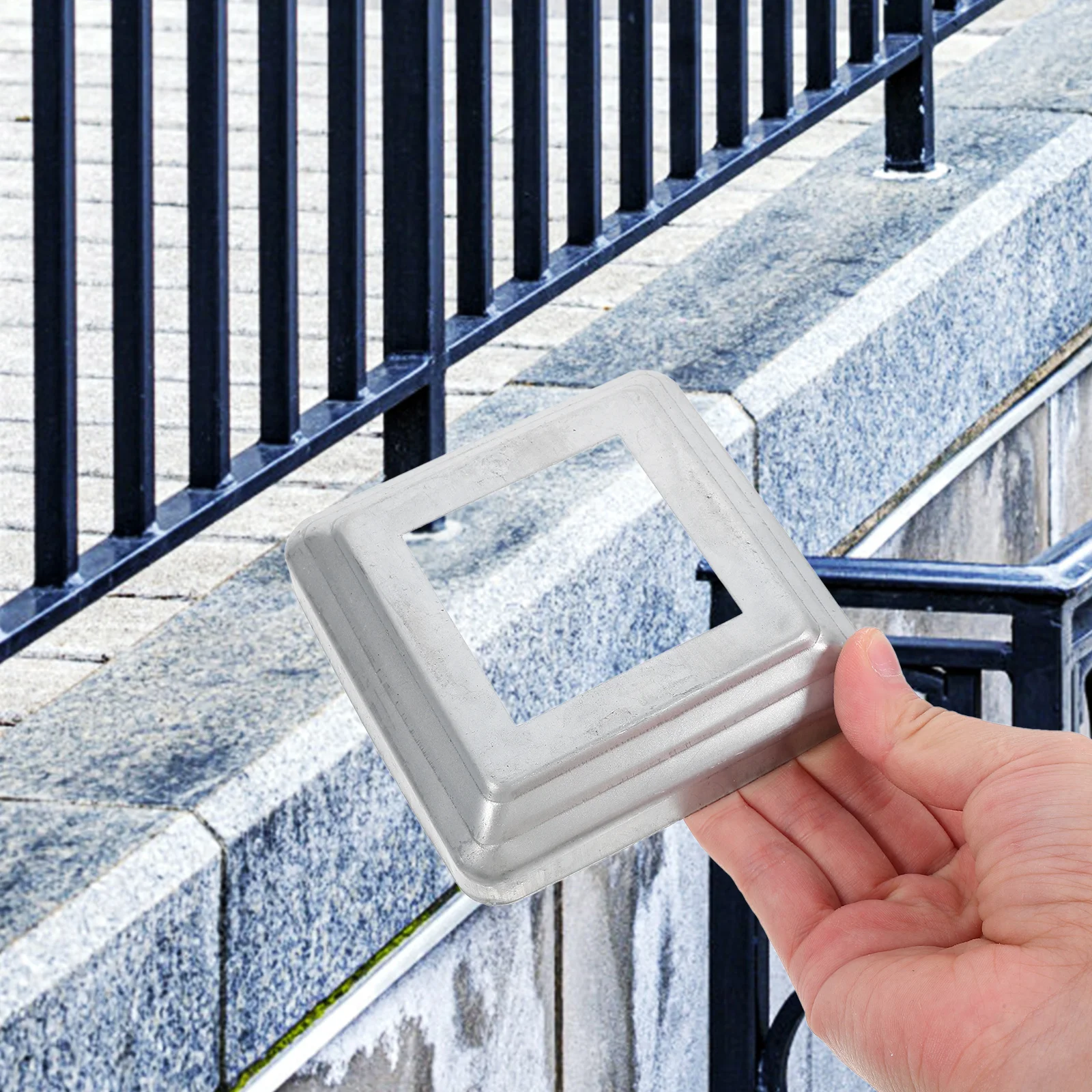 

4Pcs Metal Post Skirt for Fence Deck Stair Railings Steel Column Wraps Decorative Bottom Cover Post Finials Replacement