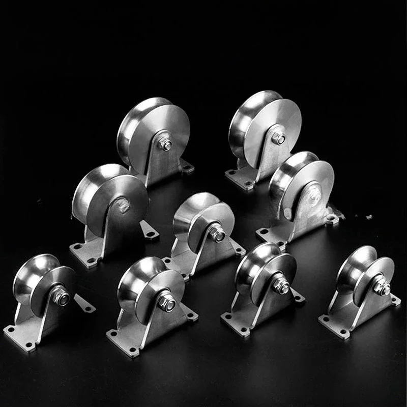 Image 3: Poulie de levage à câble en acier inoxydable pour trépied, roue de suspension robuste pour portes coulissantes, poulie de rail à roulement lourd