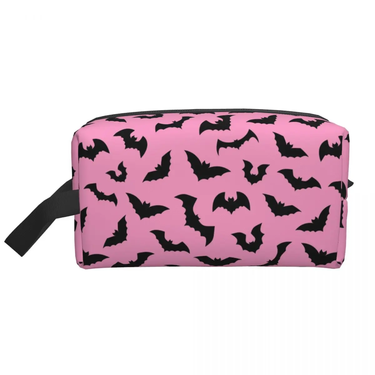 Pastel Goth Pink Black Bats Toiletry Bag for Women Halloween Witch Cosmetic Makeup Organizer Lady Beauty Storage Dopp Kit Case