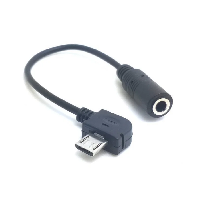 Micro usb macho a 3.5mm fêmea fone de ouvido jack usb ângulo ângulo adaptador cabo conversor-12cm
