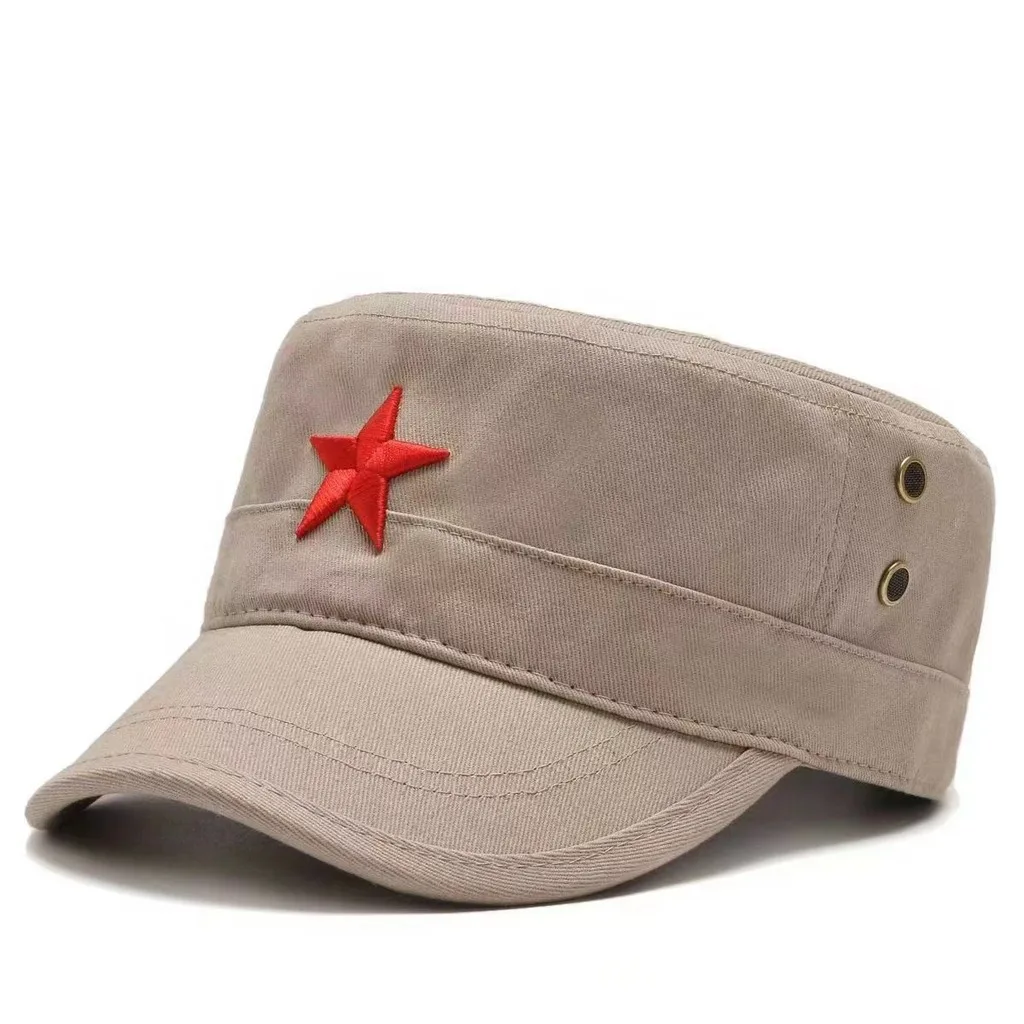 Embroidered Red Star Cap Comfortable Vintage Military Cap Adjustable Baseball Cap Curved Brim For Traveling Hiking Daily Wear