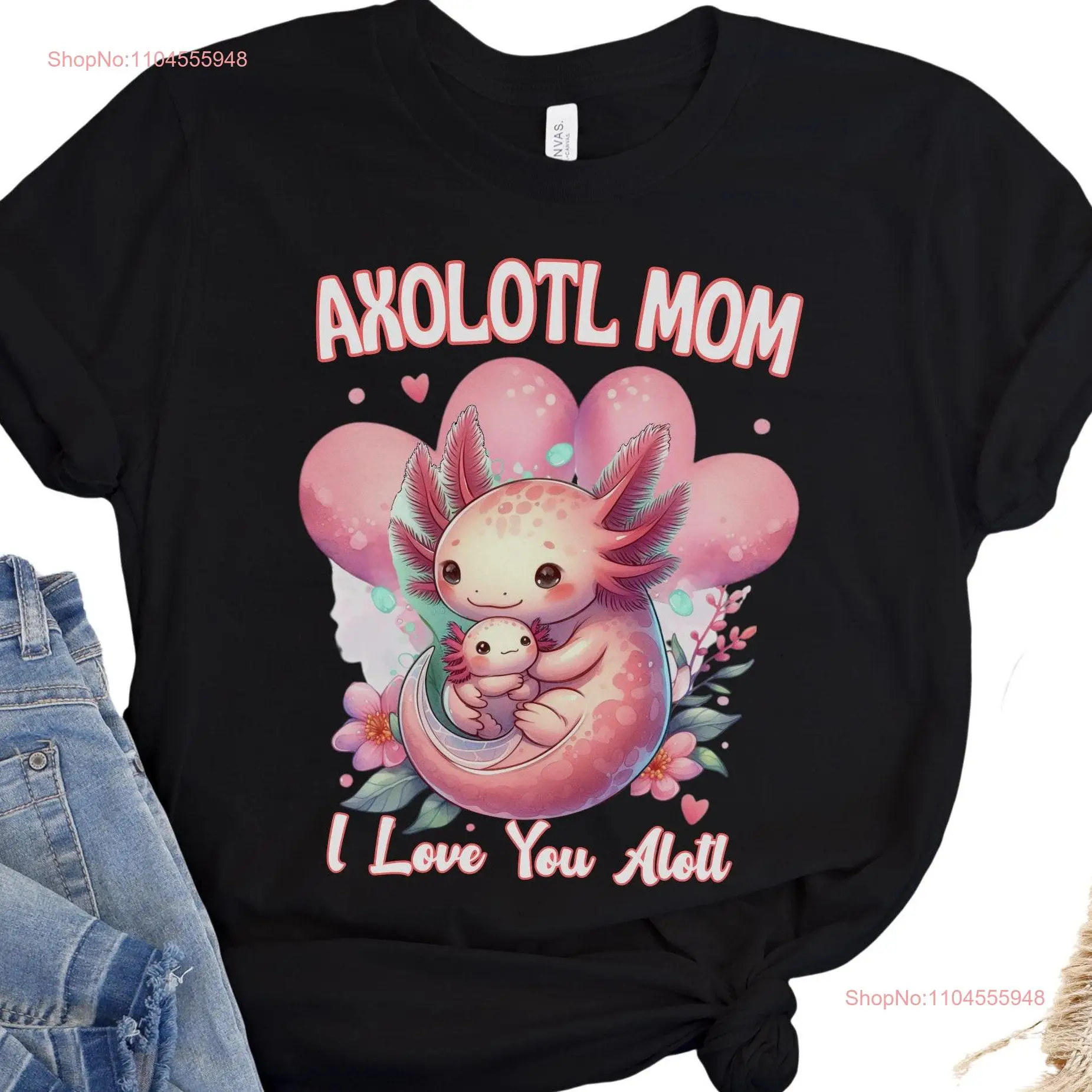 

Футболка Axolotl Mom Lover, милая футболка ко Дню матери, день рождения для I Love You Alotl с длинными или короткими рукавами
