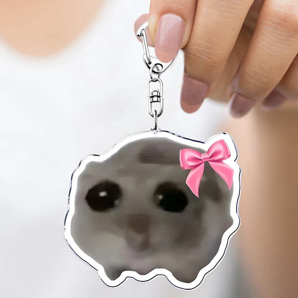 Sad Hamster Key Chain I Am Just A Girl Sad Hamster Key Ring Cute Meme Crying Hamster Gift for Friends Women