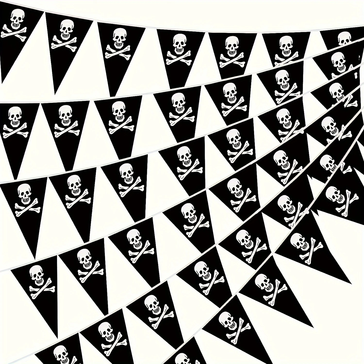 

3Pack 393.7inch 15pcs Pirate Flag Pirate Birthday Party Decoration Pirate Skull Flag Pirate Boat Triangle Flag Decoration Pirate