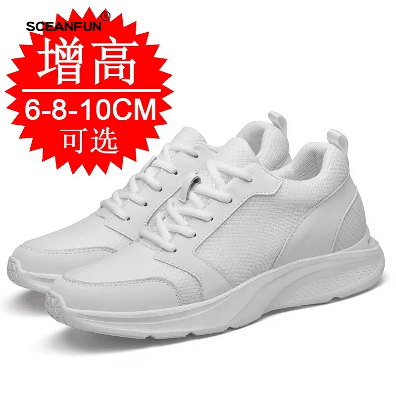 Men casual sneakers elevator shoes summer fashion breathable mesh heightening shoes for men 8cm 6cm Tenis Masculino para hombre