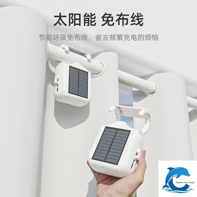For Smart Curtain Assistant, Solar Powered, No Drill, Fits Roman Rod & Track, Siri & Smart Speaker Voice Control