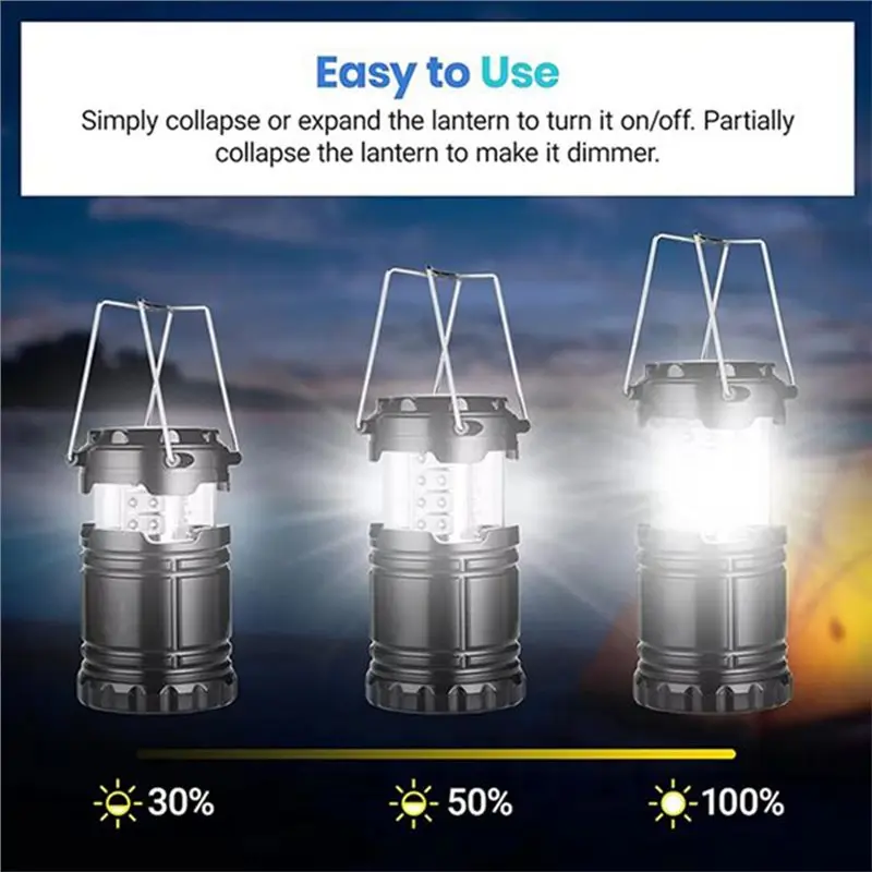 M11K-4-Pack Solar Camping Lanterns Battery Operated LED Lights For Power Outages Emergency Supplies Survival Kit
