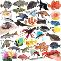 Simulation Ocean Wild Animal Figurine Monkfish Octopus Stingray Sea Anemone Coral Sea Life Fish Model Action Figure Kid Toy Gift