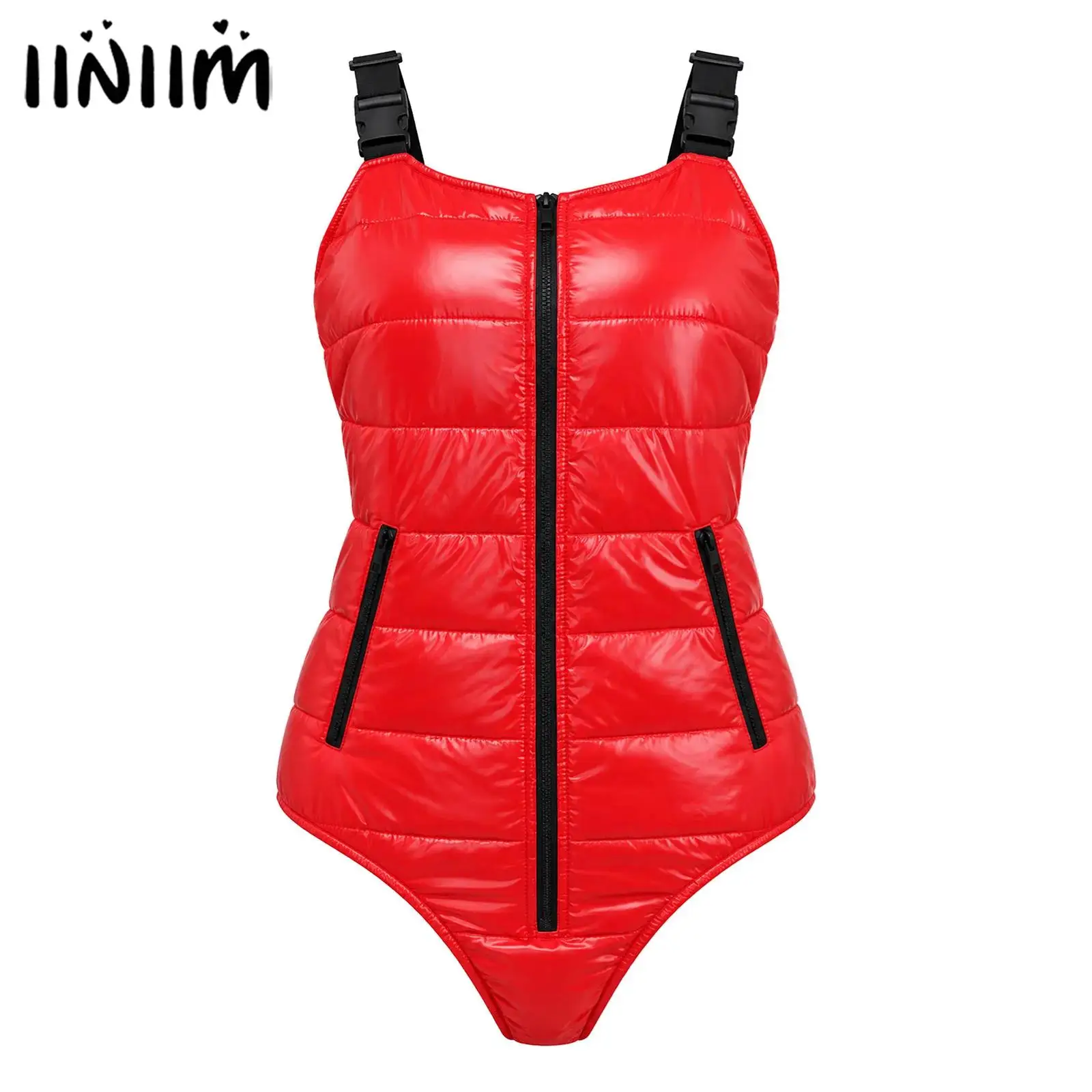 Ladies Quilted Insulated Romper Waterproof Padded Puffer Bodysuit Waterproof Sleeveless Zip Up Puffer Jumpsuit for Winter Snow