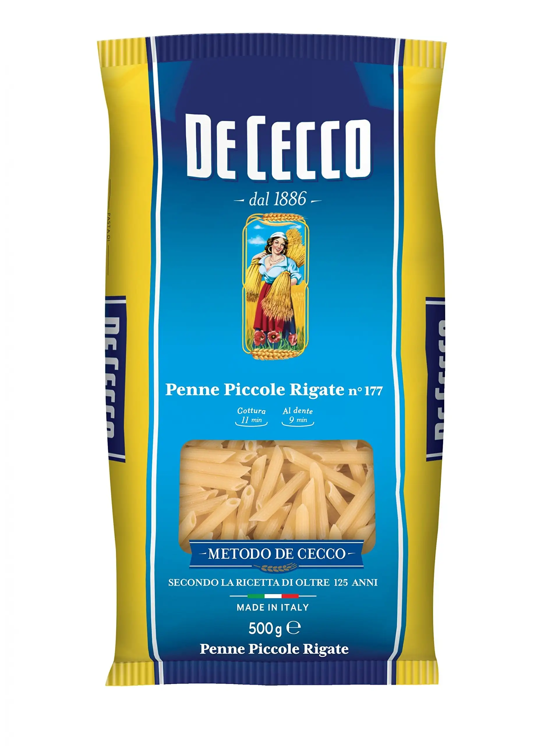 5x De Cecco-pennen Small Rigate nr. 177 Italiaanse Pasta 500g